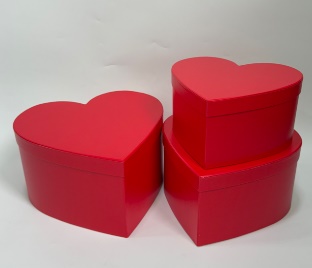 Flower box Heart 29x28x16, 26x25x14, 23x22x12 cm Red